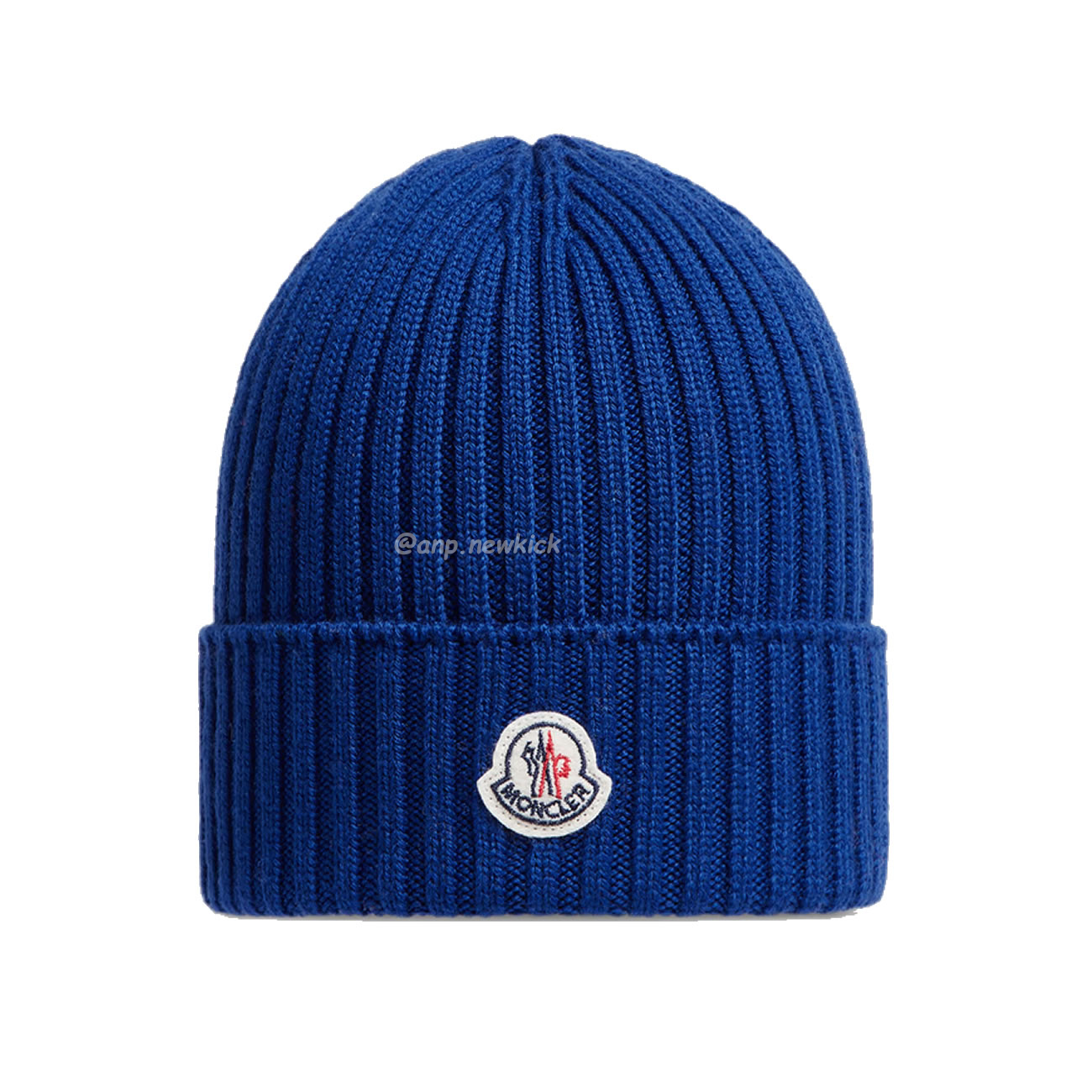 Moncler Logo Patch Ribbed Knit Beanie Black Blue (4) - newkick.vip